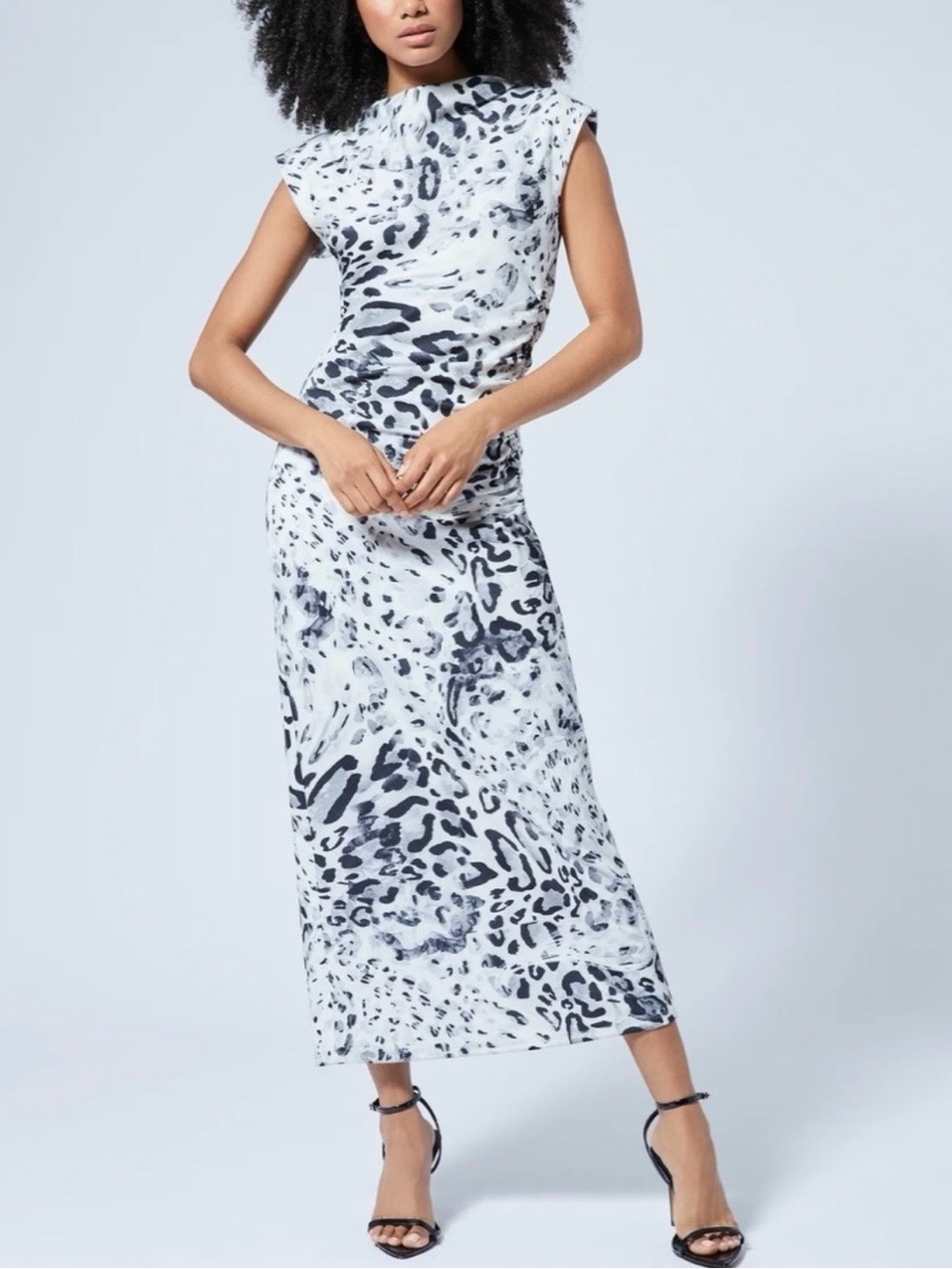 Adrienne Landau Snow Leopard Midi Dress Medium New With Tags